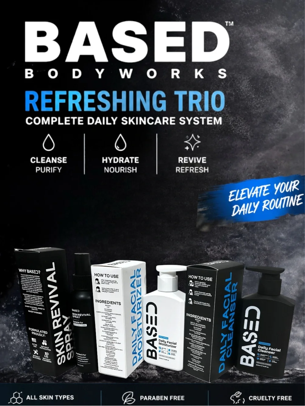 BASED BODYWORKS Refreshing Trio Skincare Set NEW in Box